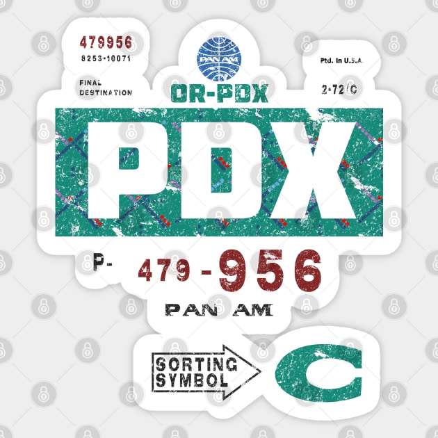 PDX Portland Intl Airport Vintage Airline Travel Tag Sticker by DesignedForFlight